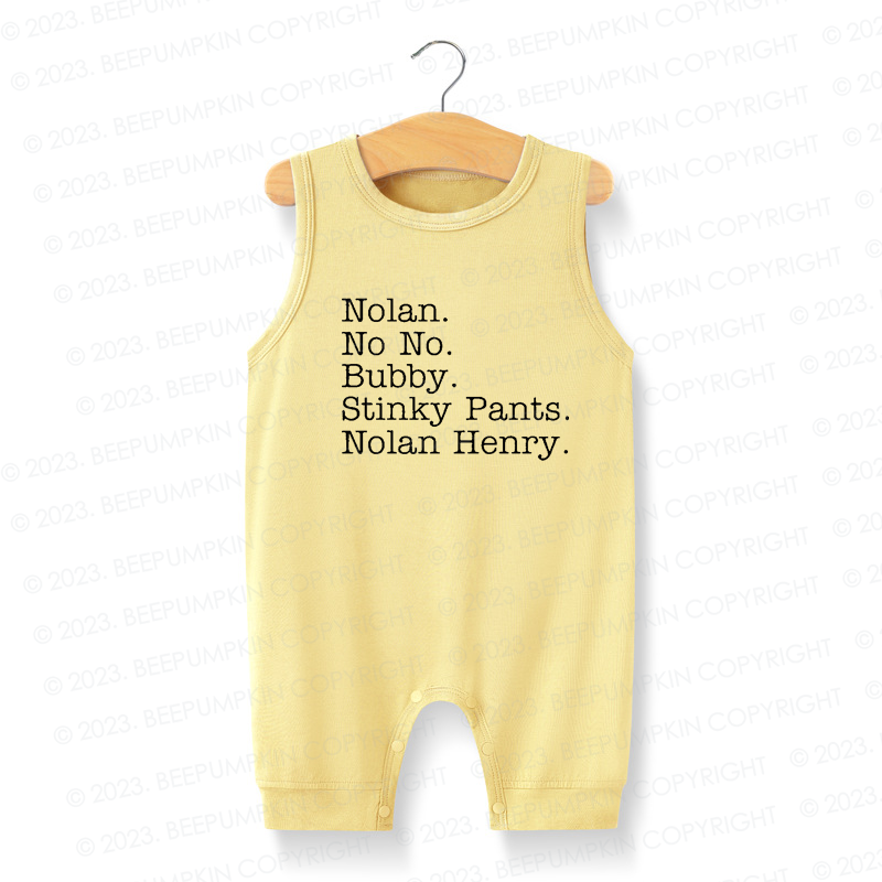 NEW! Sleeveless Nickname Personalized Silky Baby Romper For Boys And Girls