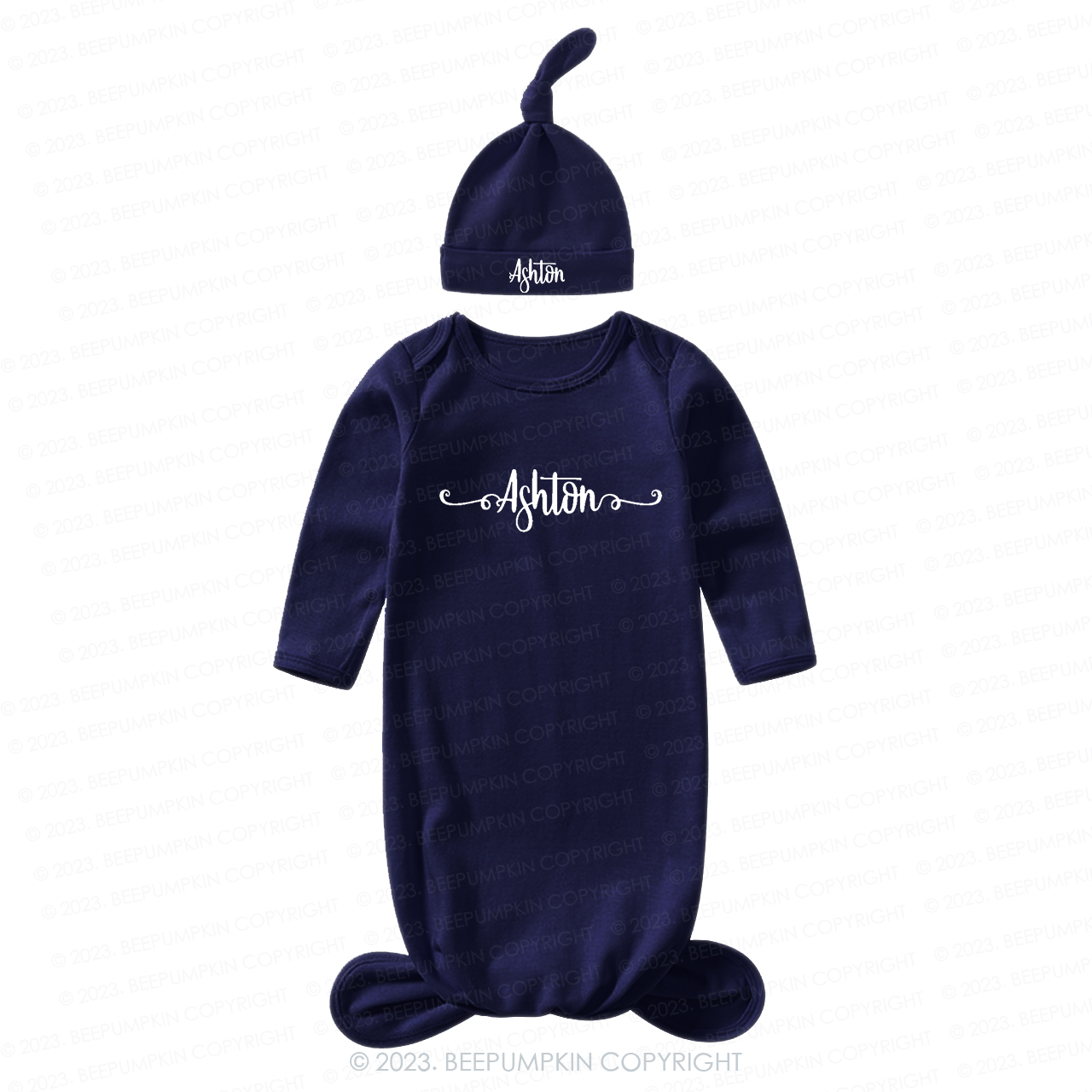  Unisex Knotted Baby Gown With Personalized Knotted Hat