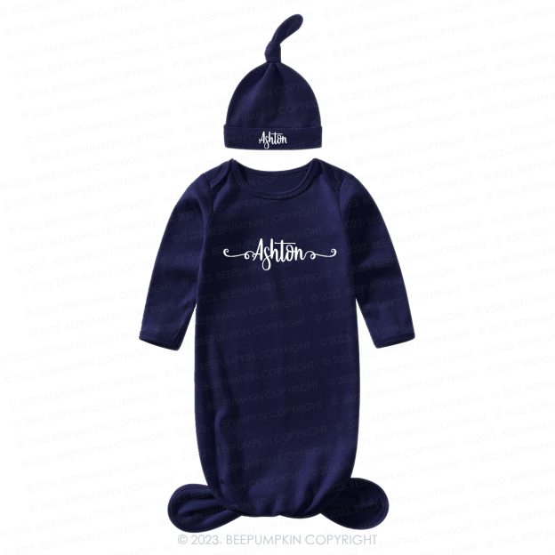  Unisex Knotted Baby Gown With Personalized Knotted Hat