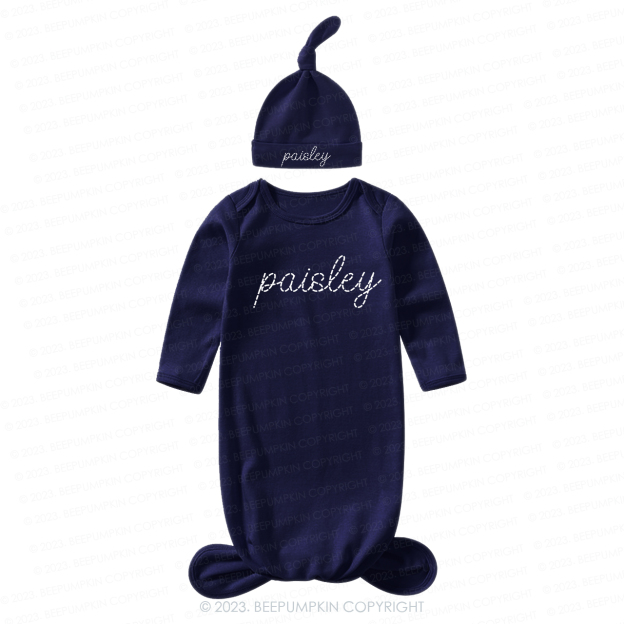 Personalized Dotted Line Name Knotted Gown Set