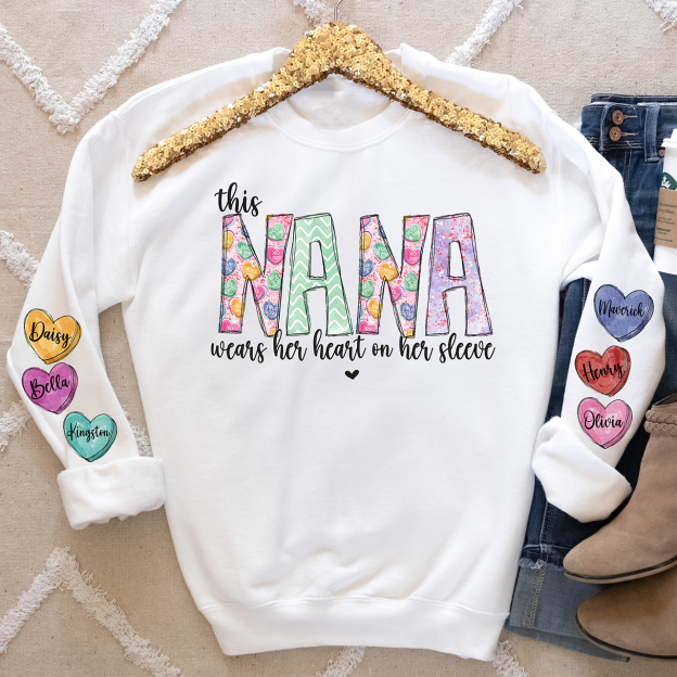 Personalized Wears Her Heart On Her Sleeve Sweatshirts