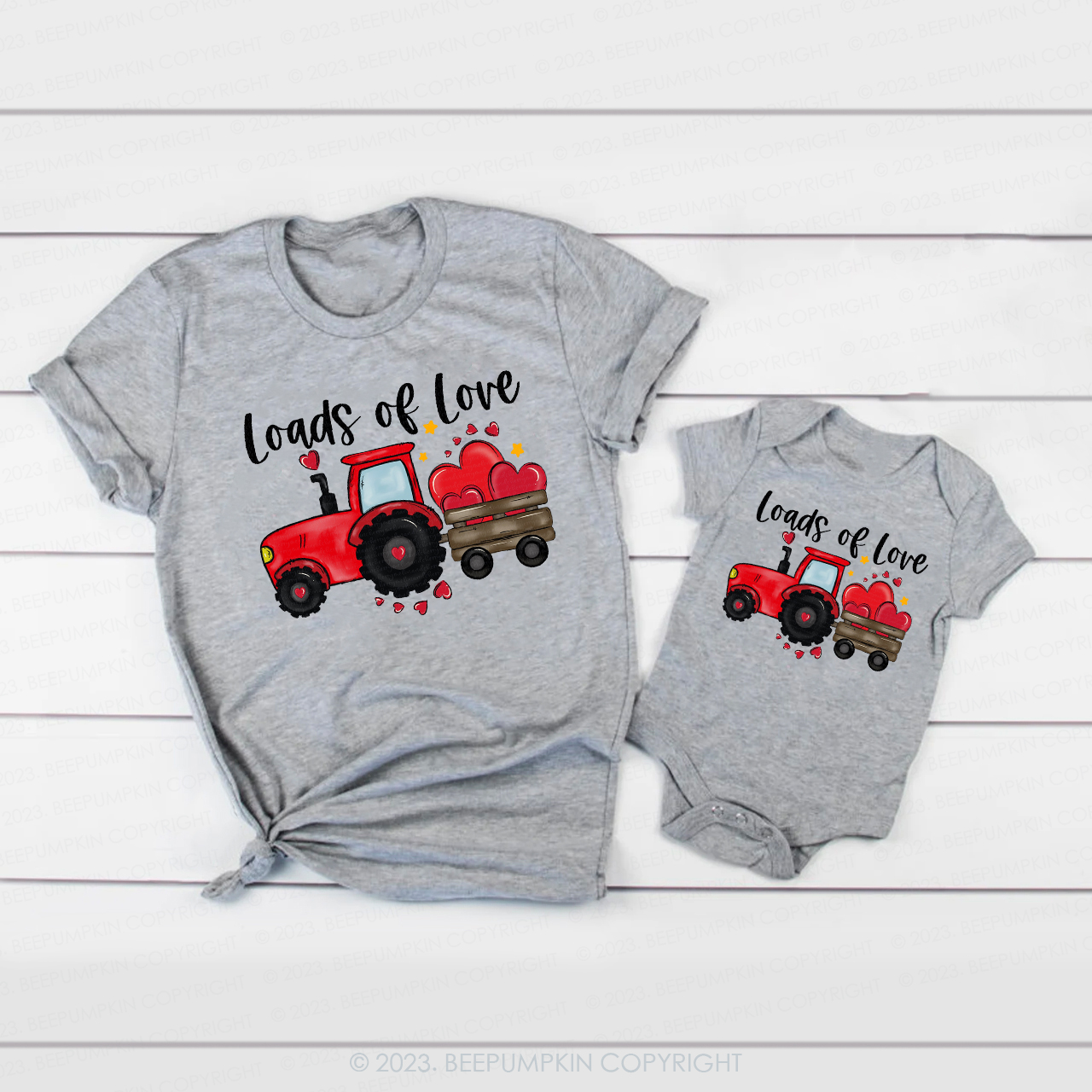 Loads Of Love Tractor Valentines Day Shirts For Family