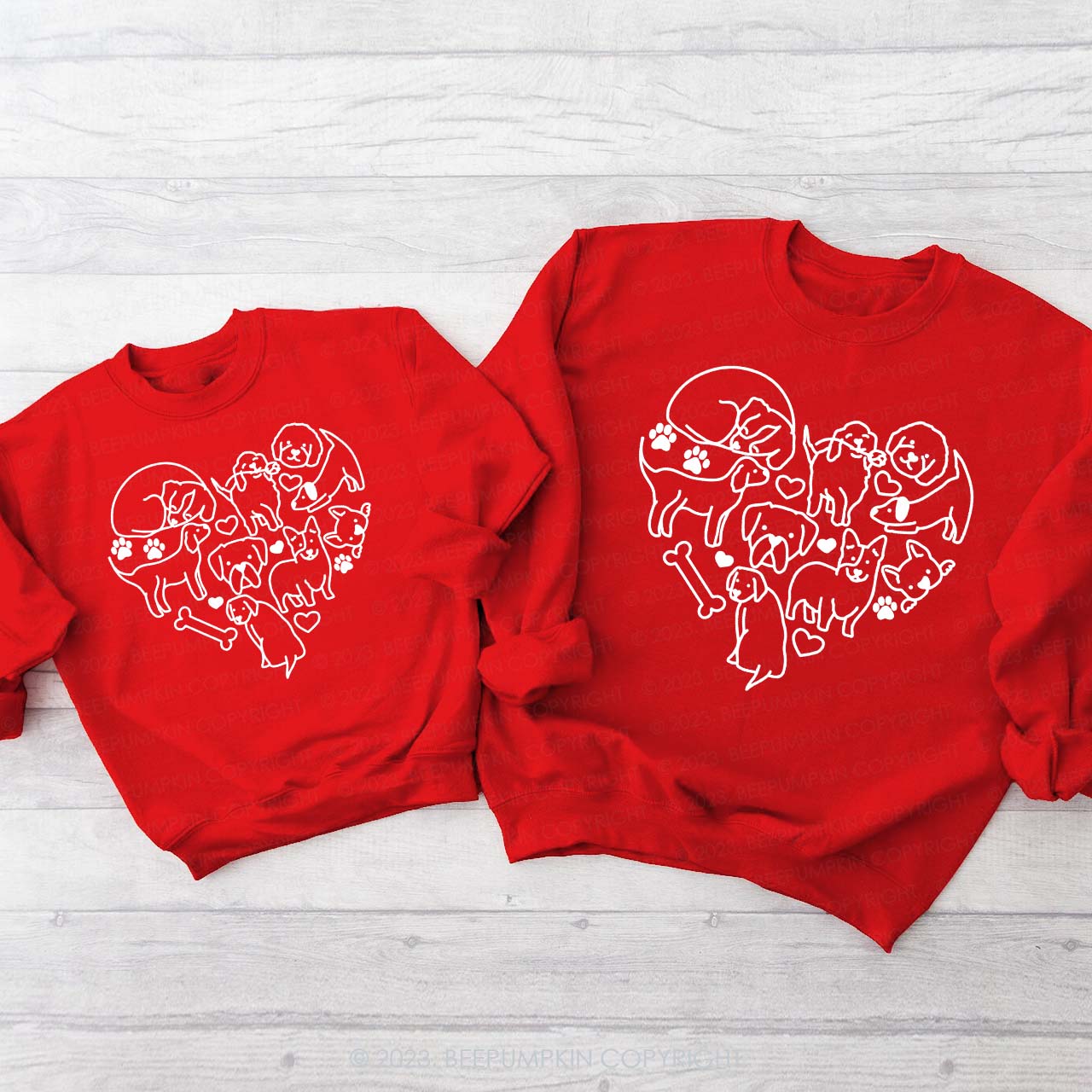 Valentine's Day Dog Heart Doodle Sweatshirts