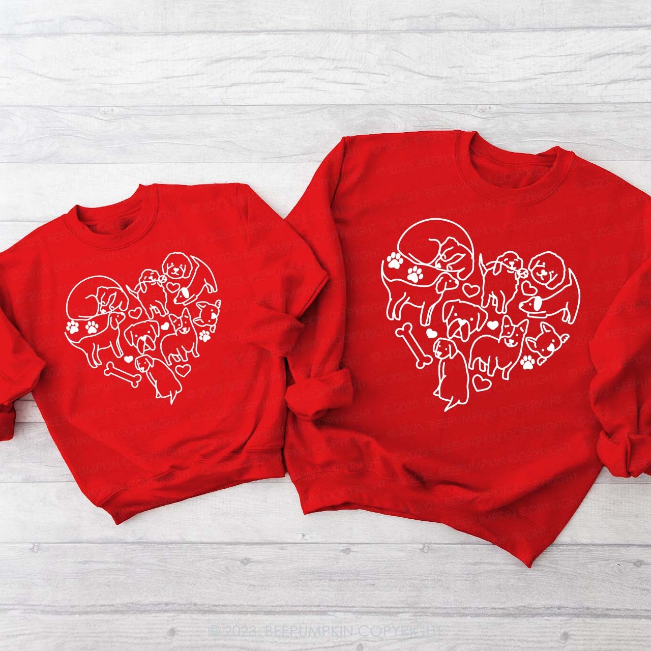 Valentine's Day Dog Heart Doodle Sweatshirts
