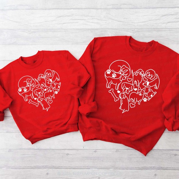 Valentine's Day Dog Heart Doodle Sweatshirts