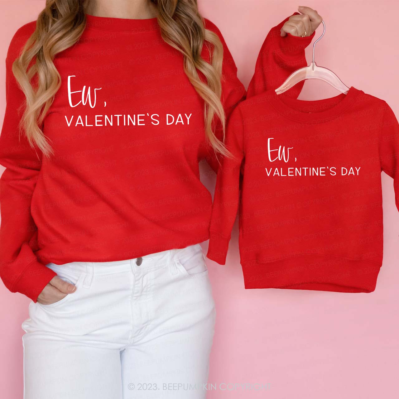 Ew Valentine's Day Funny Family Matching Sweatshirts