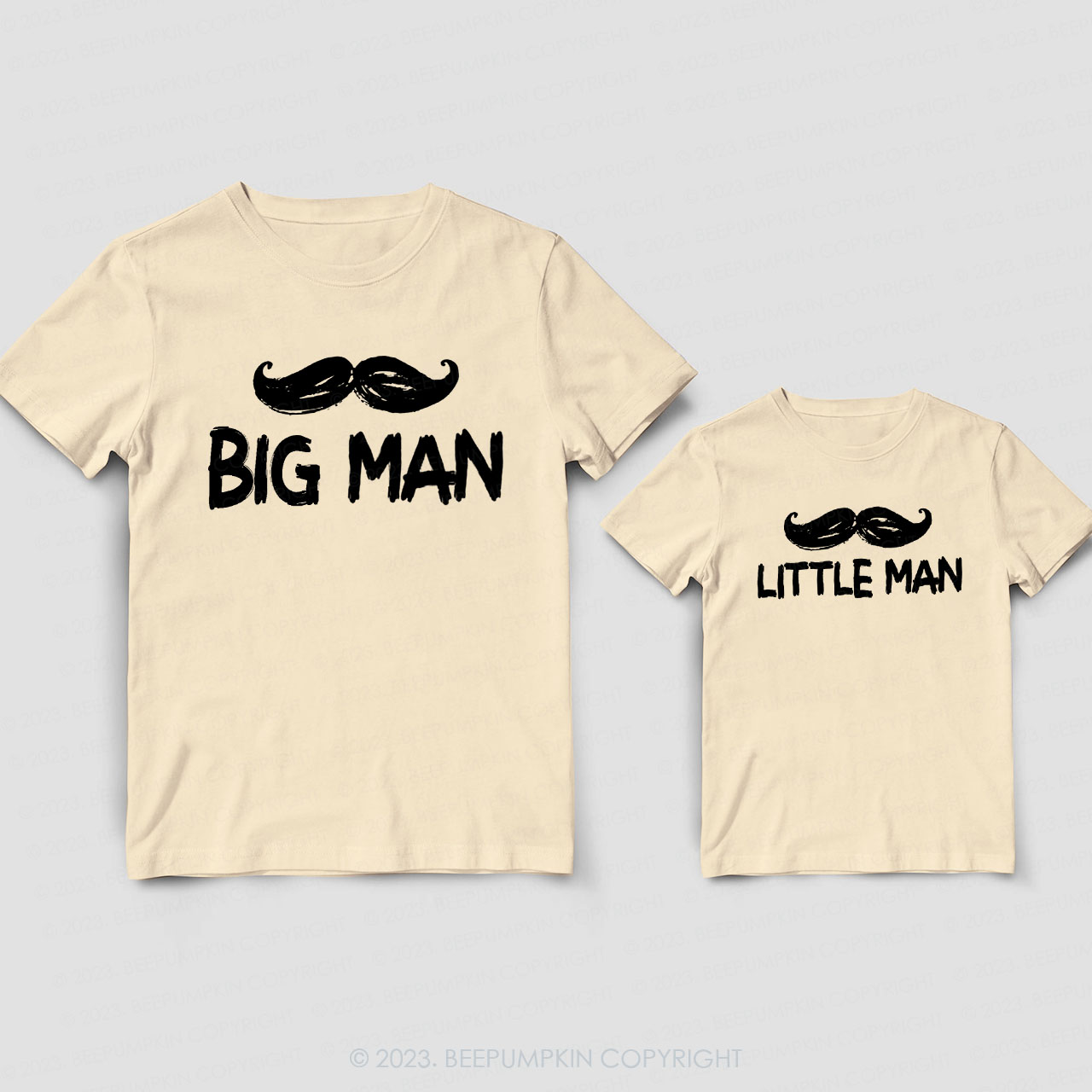 Mustache Big Man Little Man Matching Dad& Me Shirts