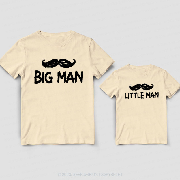 Mustache Big Man Little Man Matching Dad& Me Shirts