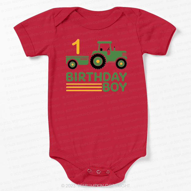 Boy Birthday Tractor Bodysuit For Baby