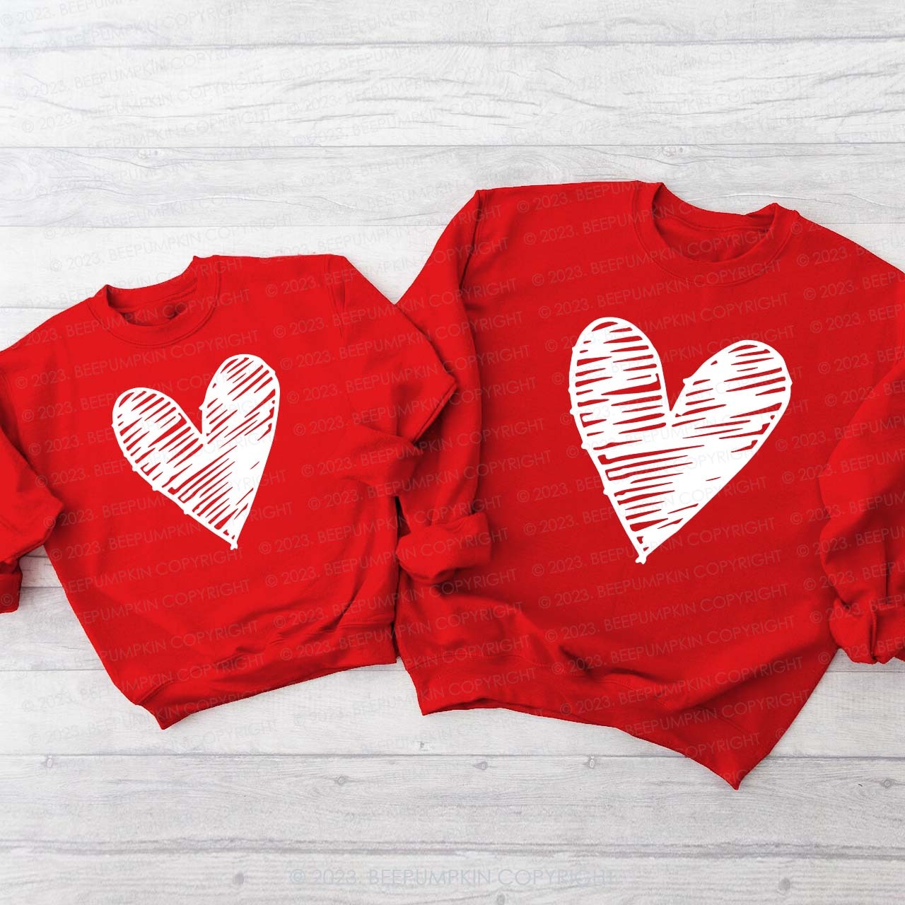 Doodle Hearts Valentine's Family Matching Sweatshirt