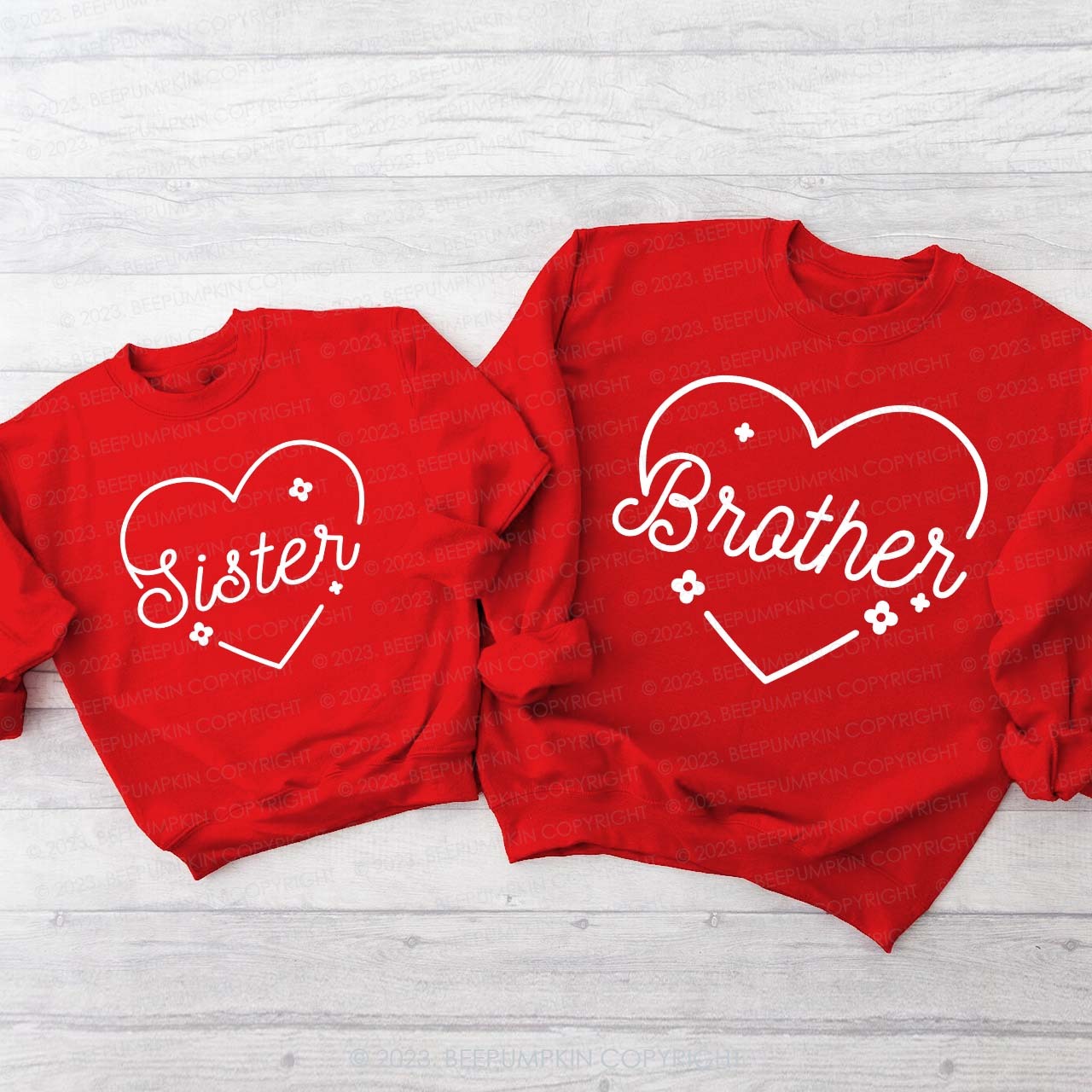 Flower Heart Gift Valentine's Sweatshirts For Family