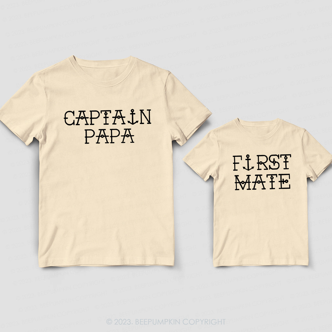 Captain Papa And First Mate Matching T-Shirts For Dad&Me