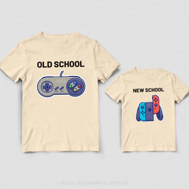 Personalized Video Game Old School New School Matching T-Shirts For Dad&Me