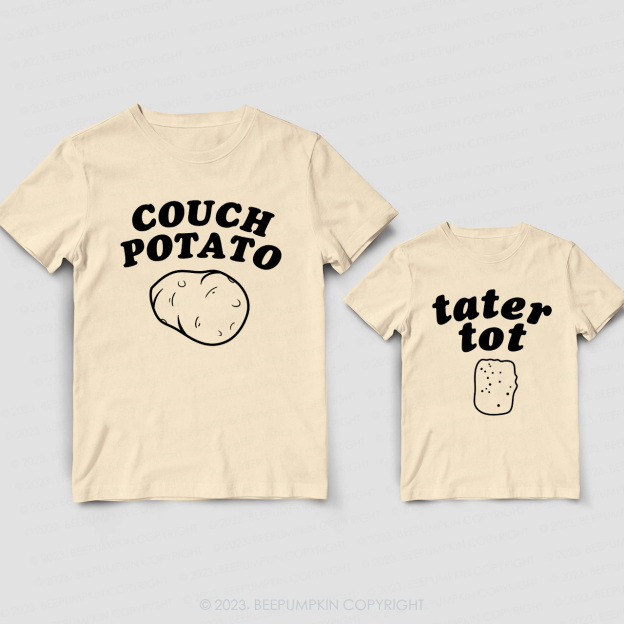 COUCH POTATO & Tater Tot Matching T-Shirts For Dad&Me