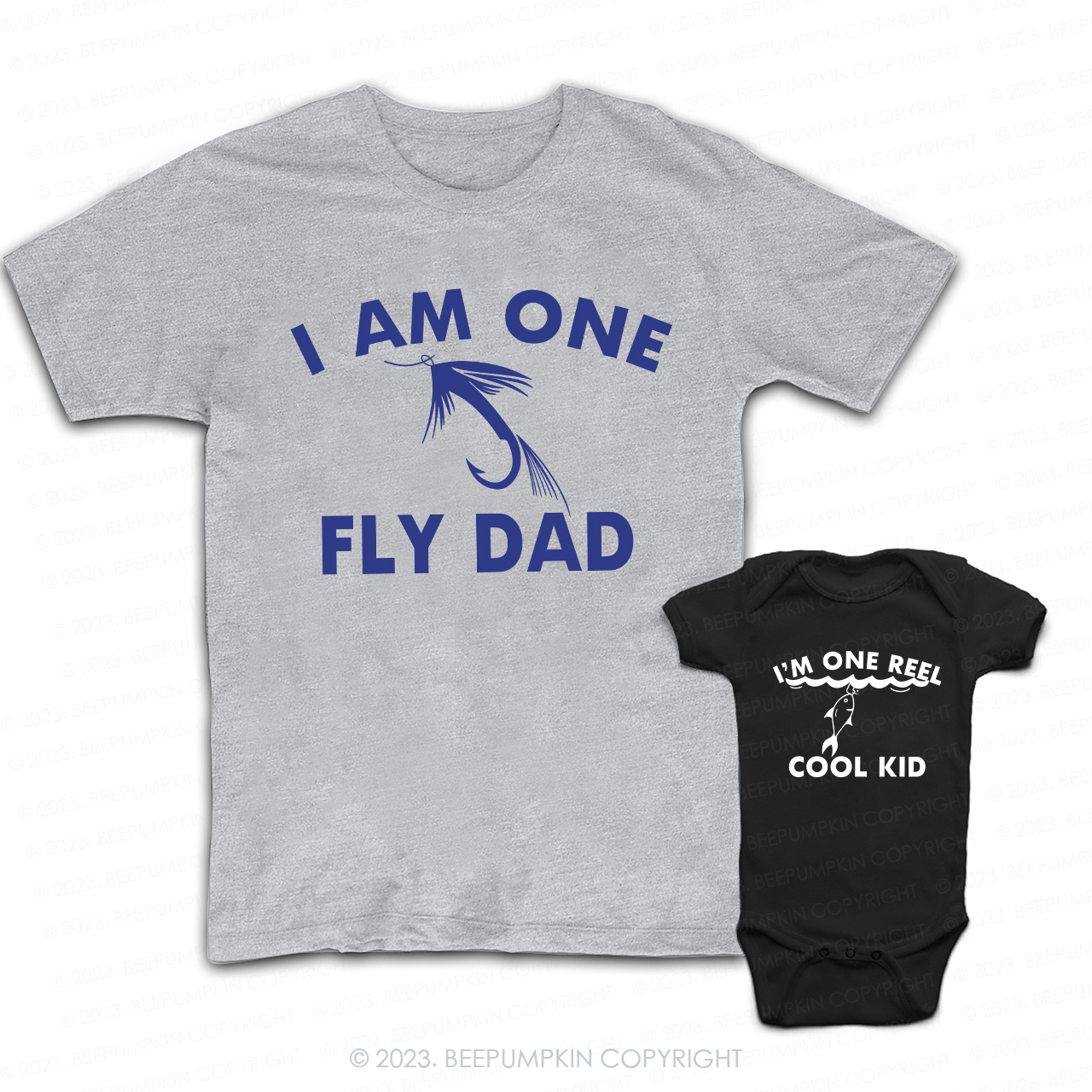 I'm One Fly Dad And I'm One Reel Cool Kid Dad & Me Matching T-Shirts