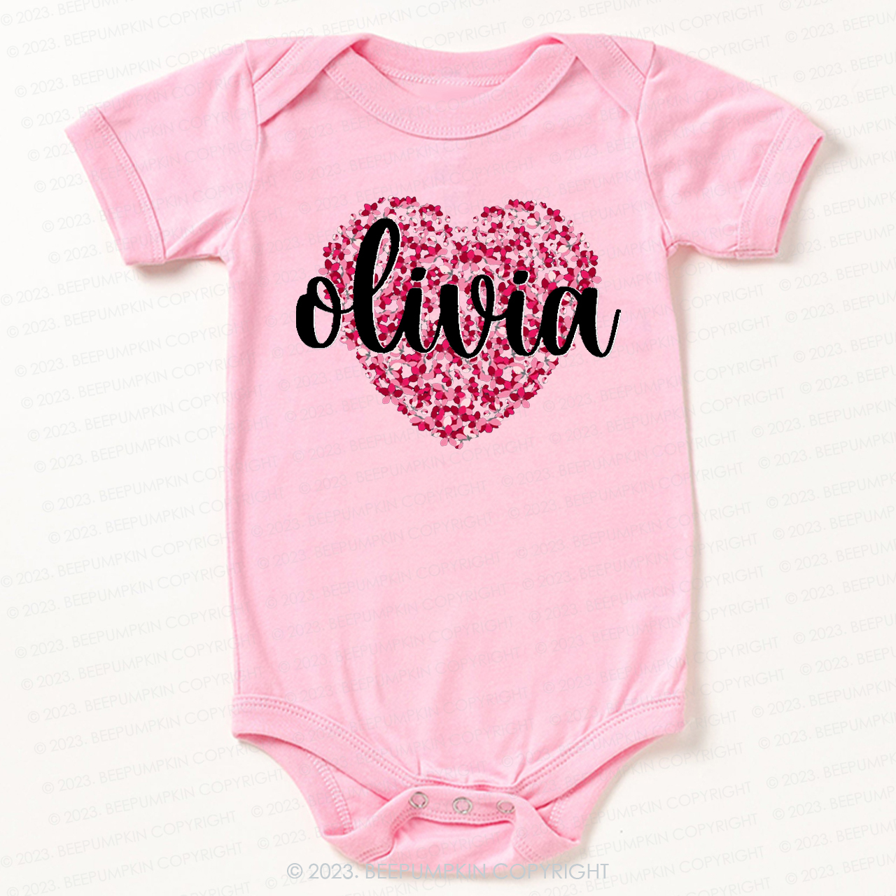 Personalized Floral Valentines Day Bodysuit For Baby
