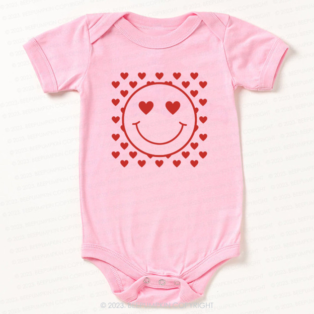 Love Smile Face Valentines Day Bodysuit For Baby