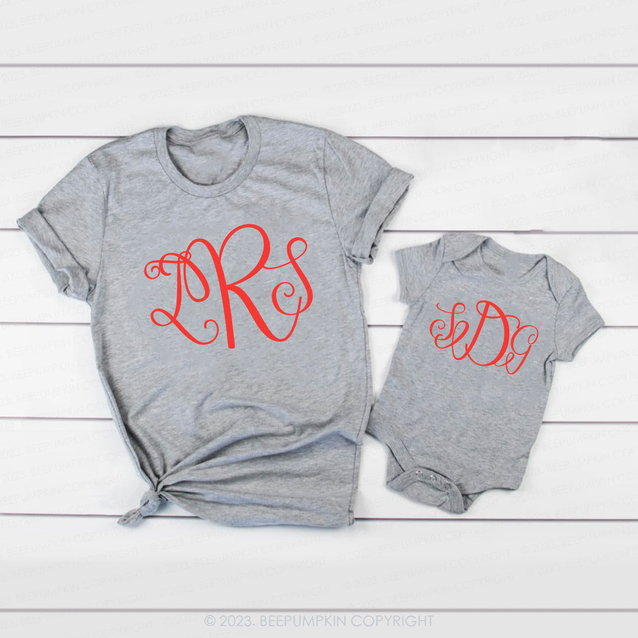 Fancy Cursive Monogram Matching Valentine��s Shirts
