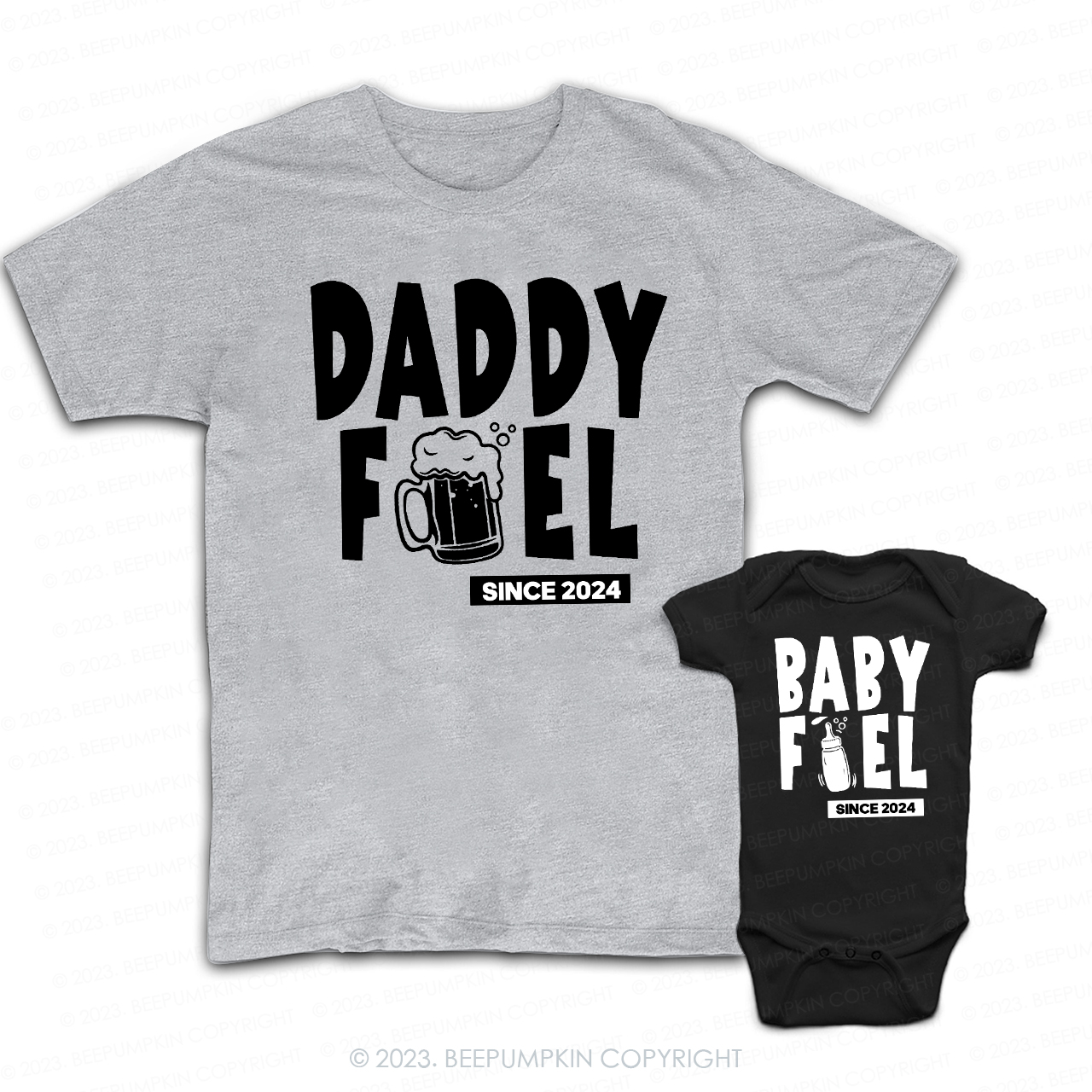 Daddy Fuel Baby Fuel Drinking Buddies Dad & Me Matching T-Shirts 