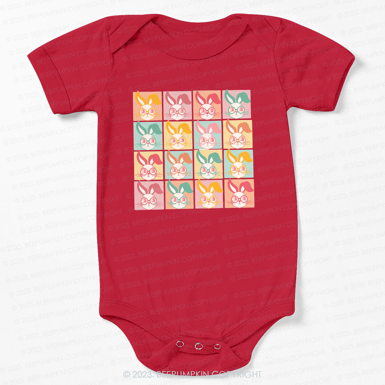 Checkered Bunny Kids Retro Bodysuit For Baby