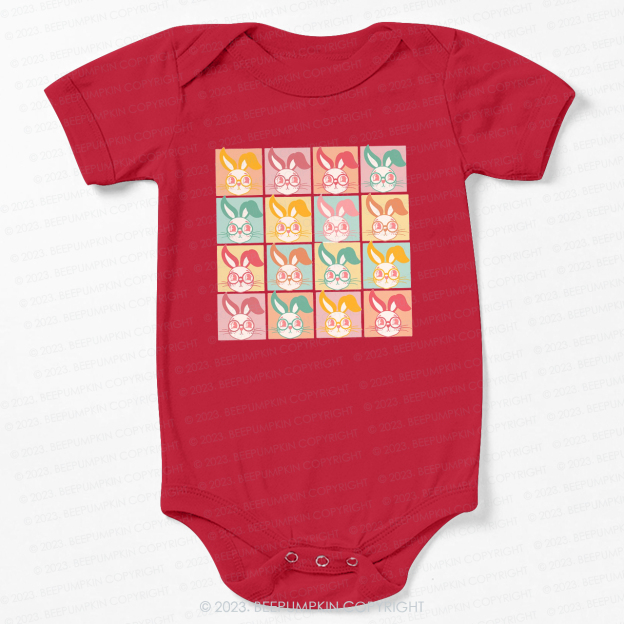 Checkered Bunny Kids Retro Bodysuit For Baby