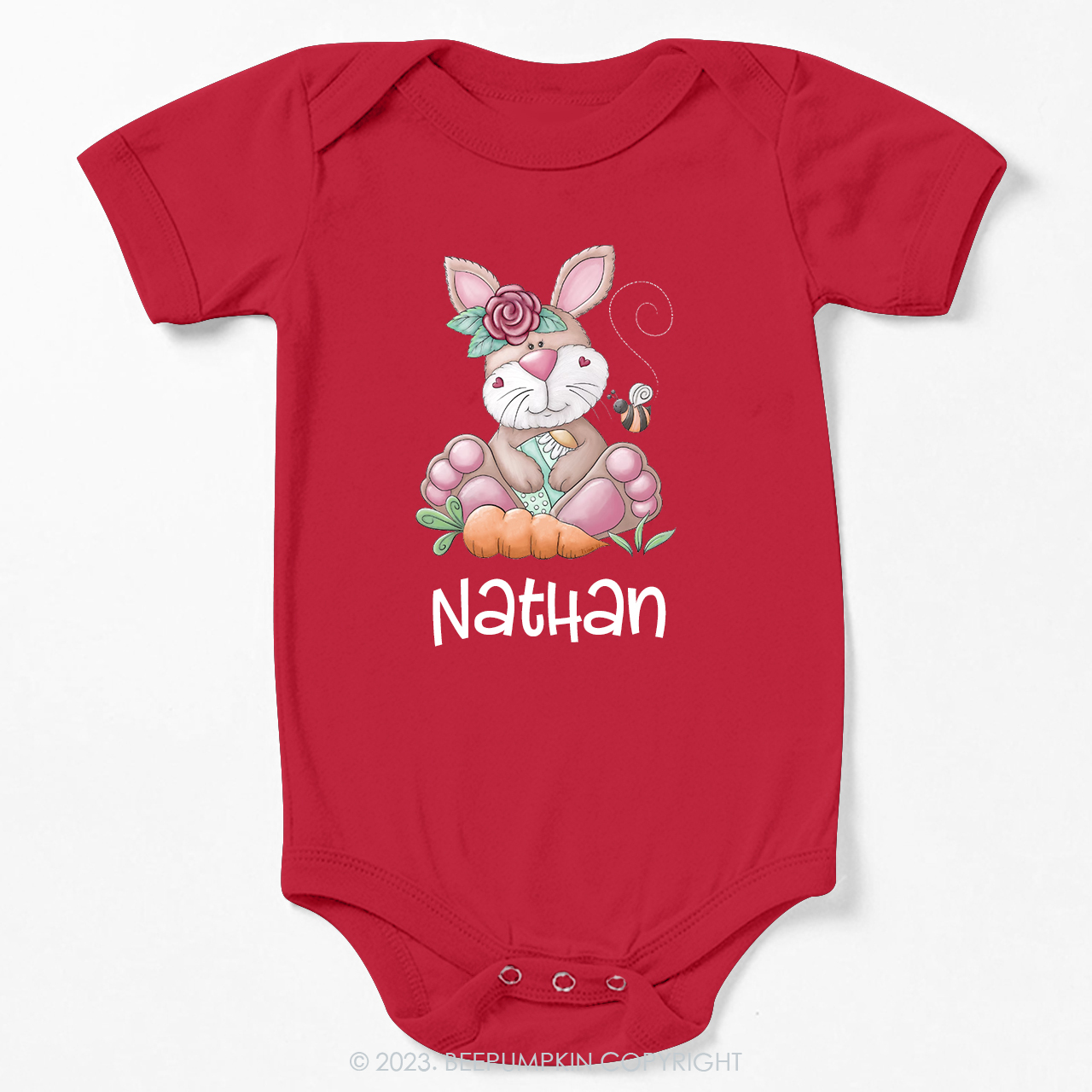 Personalized Spring Happy Bunny Easter Bodysuit For Baby