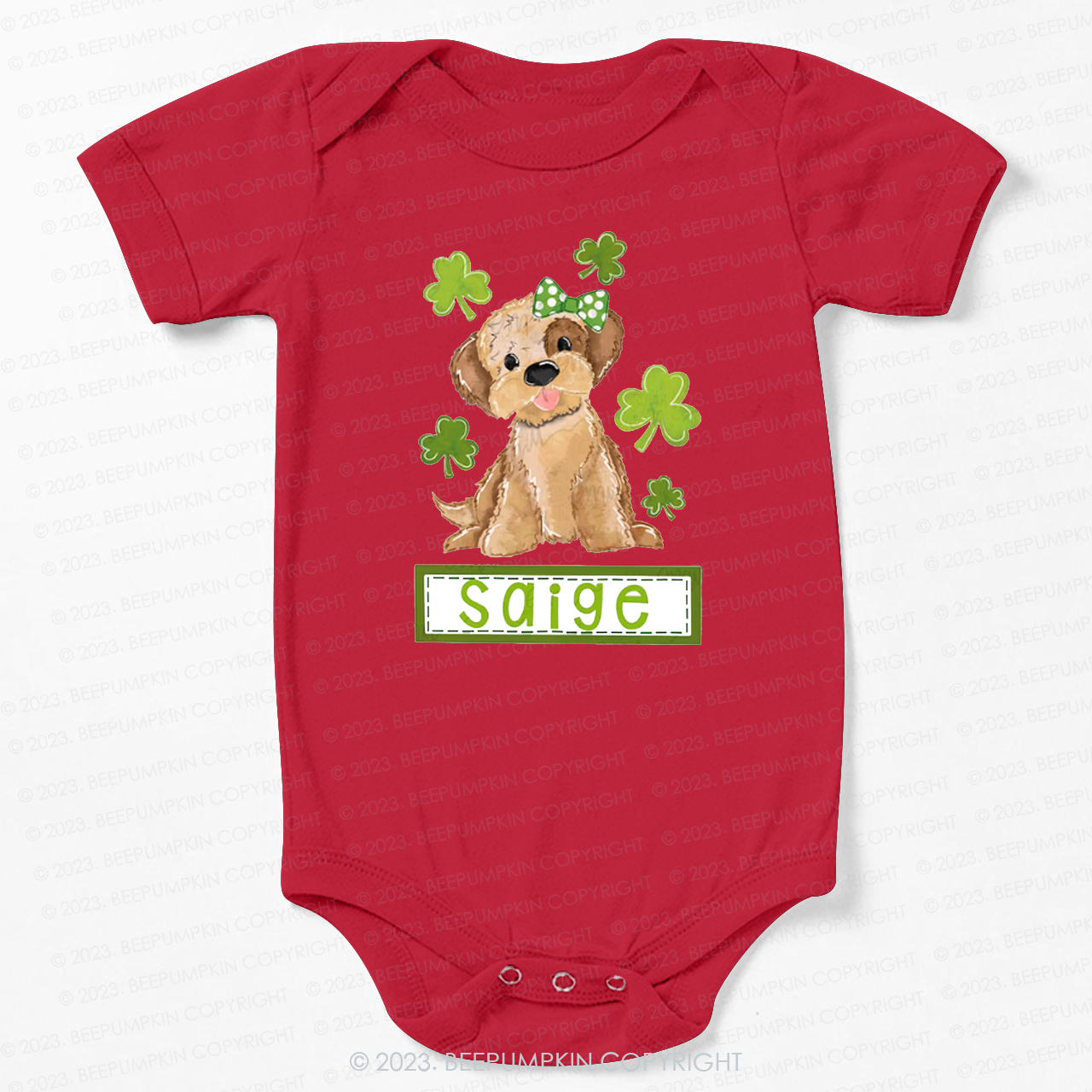 Polka Dot Bow Dog St.Patricks Day Bodysuit For Baby