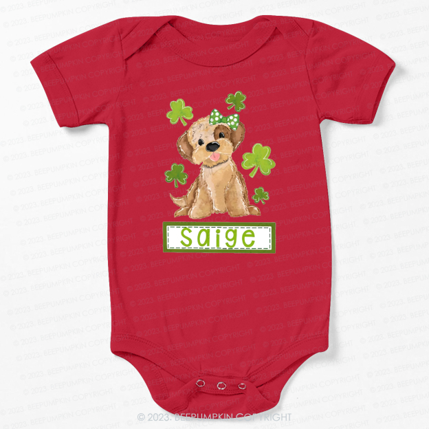 Polka Dot Bow Dog St.Patricks Day Bodysuit For Baby