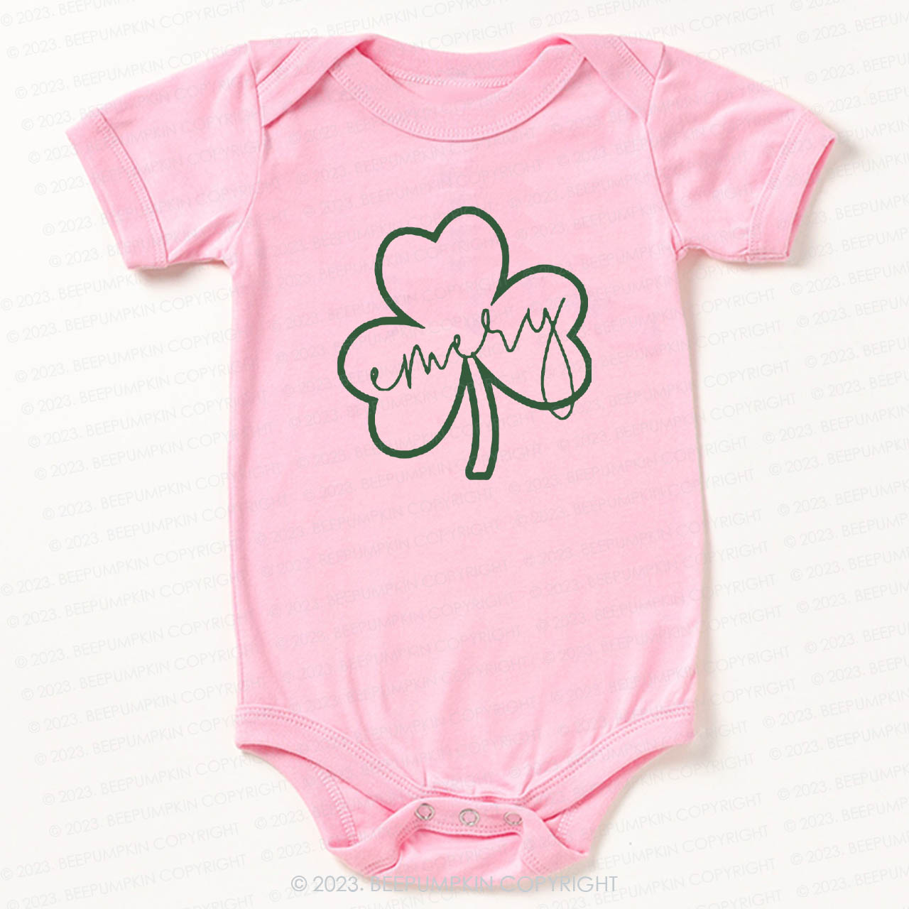 Shamrock Glitter Name St.Patricks Day Bodysuit For Baby