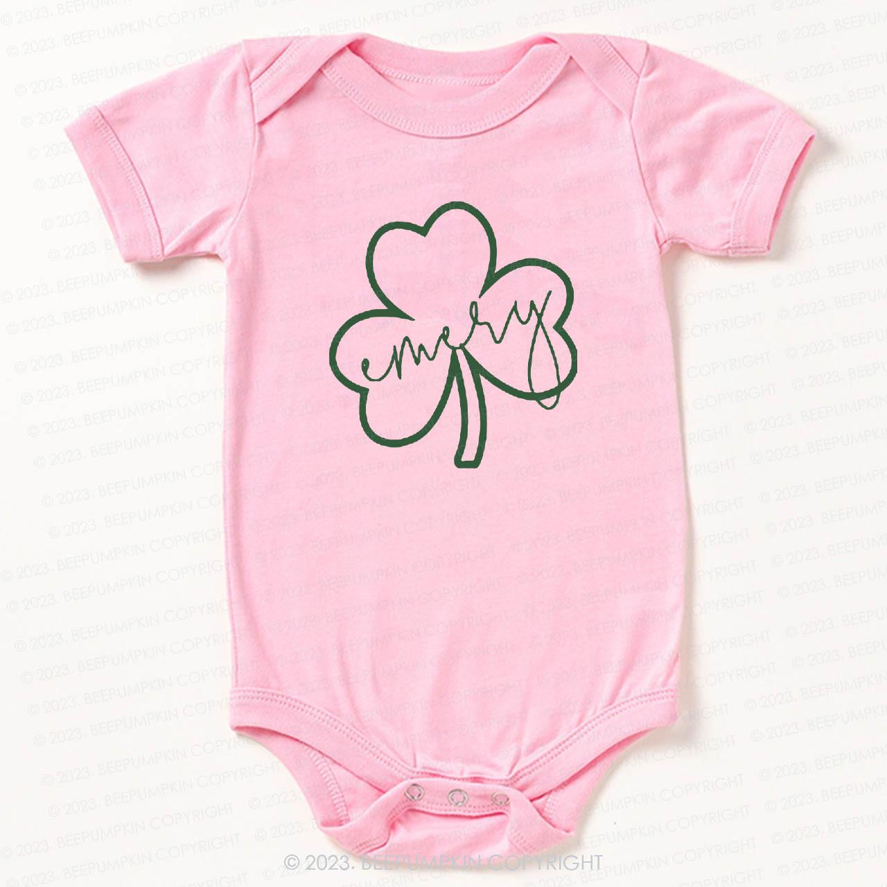 Shamrock Glitter Name St.Patricks Day Bodysuit For Baby