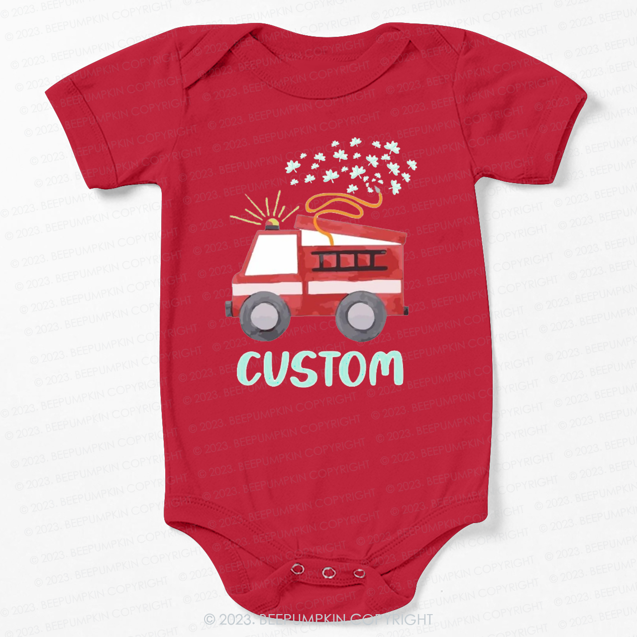 Firetruck Shamrock St.Patricks Day Bodysuit For Baby