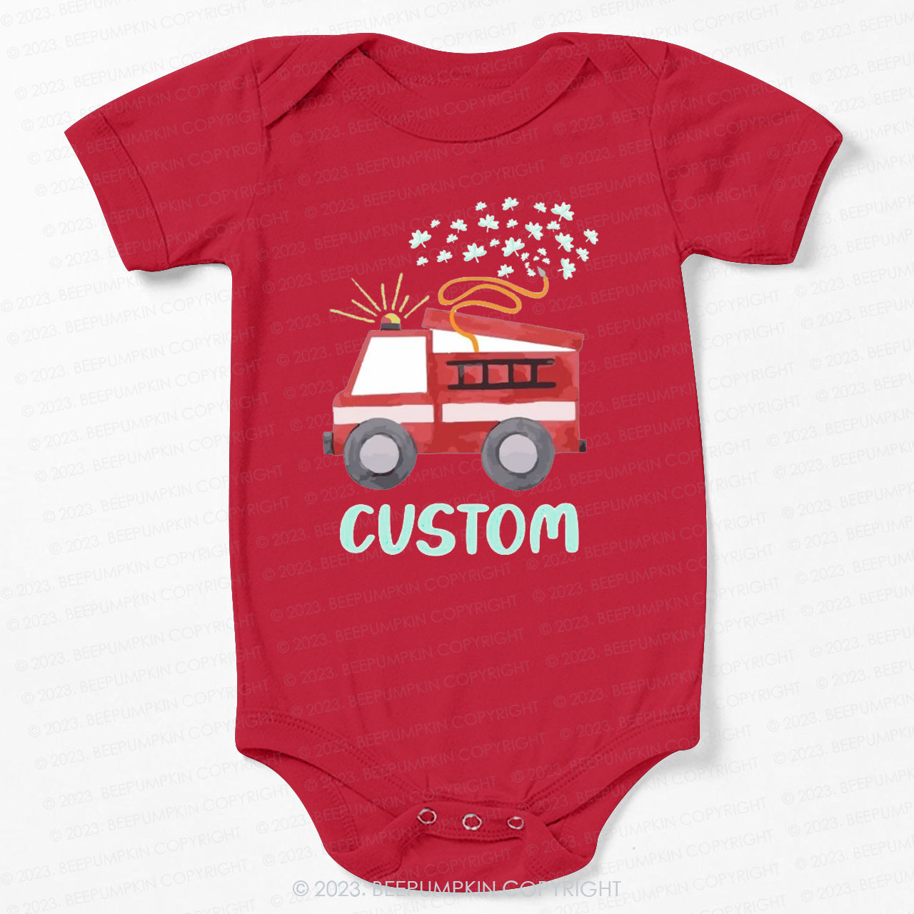 Firetruck Shamrock St.Patricks Day Bodysuit For Baby