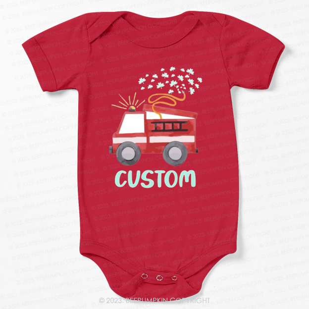 Firetruck Shamrock St.Patricks Day Bodysuit For Baby