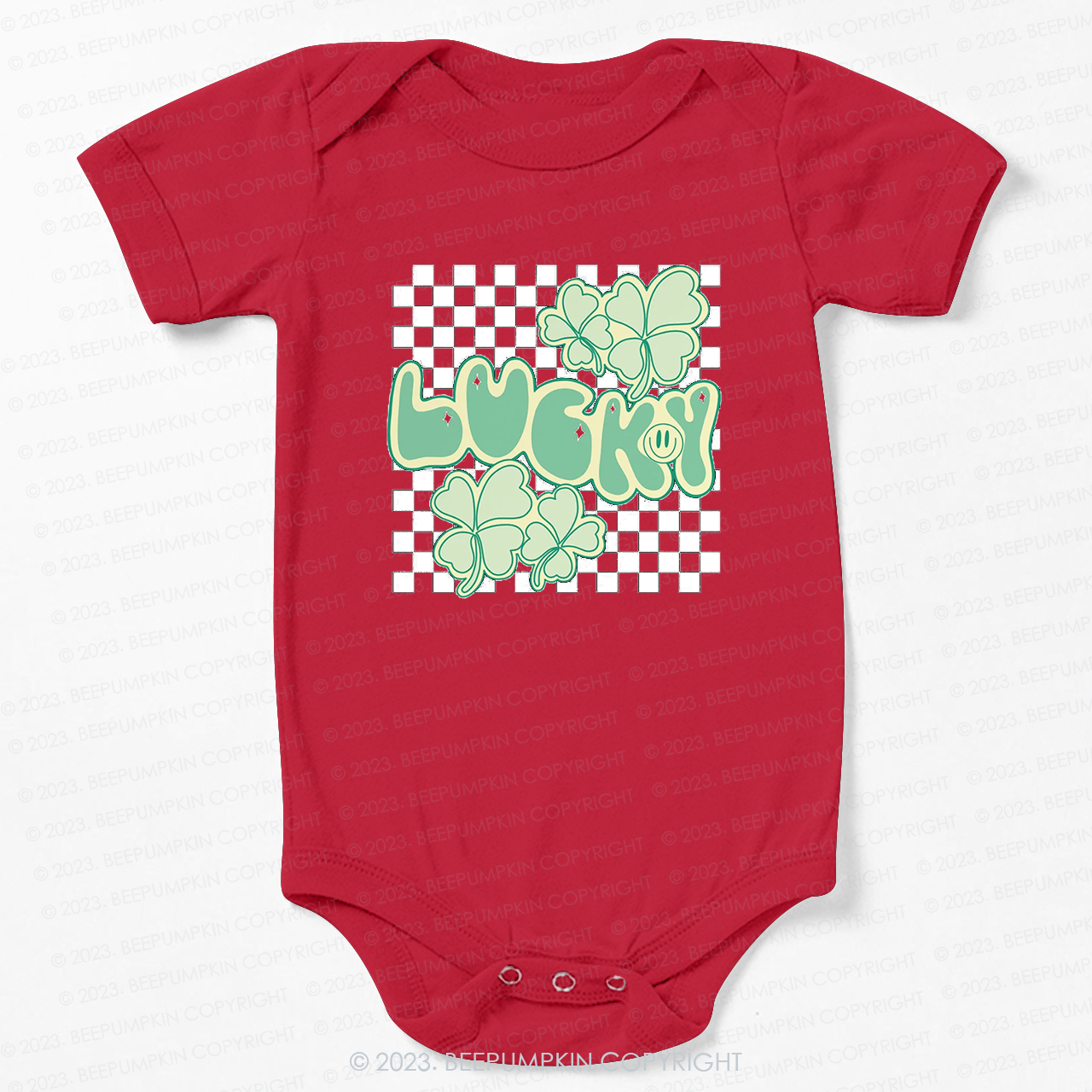 Retro Lucky Clover Leaf St.Patricks Day Bodysuit For Baby