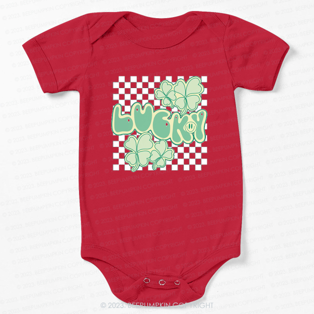 Retro Lucky Clover Leaf St.Patricks Day Bodysuit For Baby