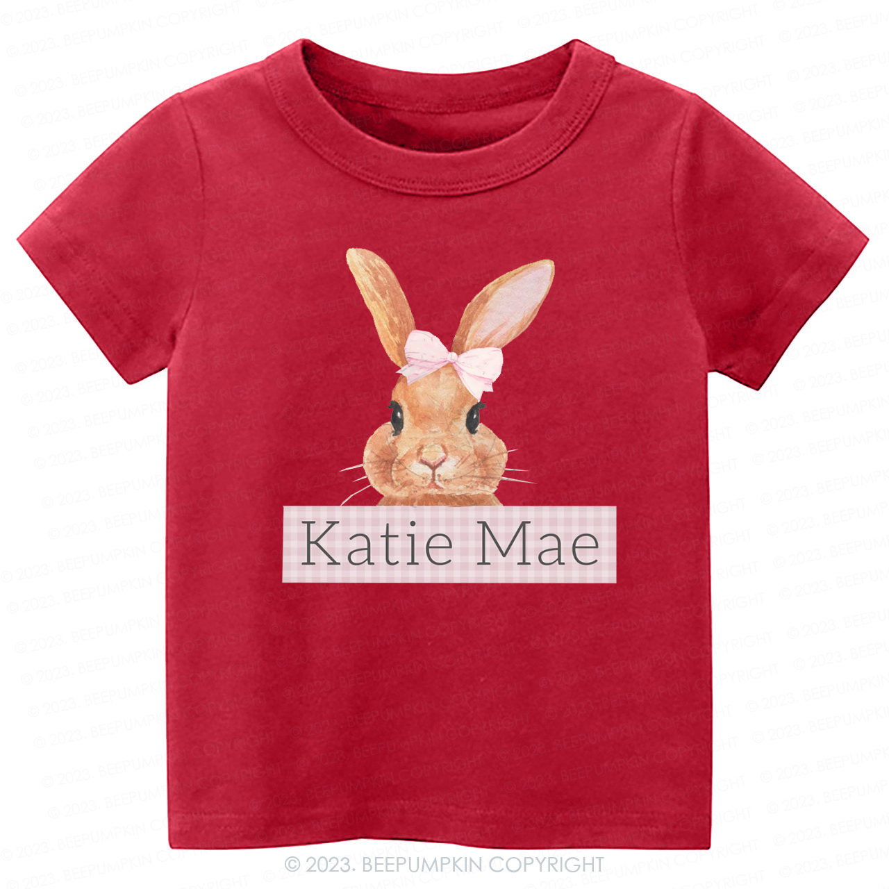 Pink Bunny Gingham Name -Toddler Tees