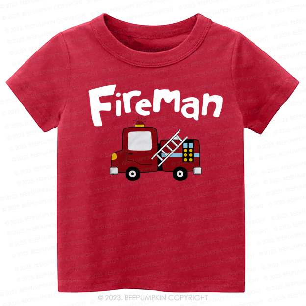 Firefighter And Fire Truck -Toddler Tees