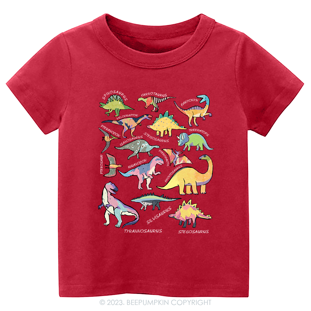Retro Natural Toddler T-shirt - Types of Dinosaurs