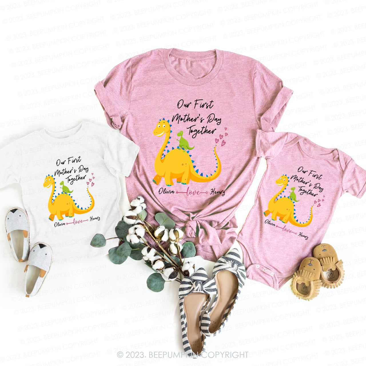 Our First Mother's Day Dinosaur Mom&Me Matching Tees