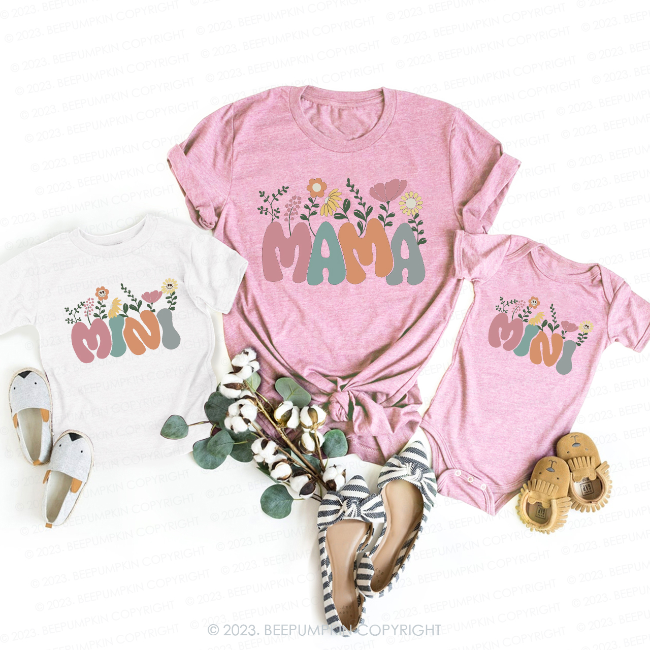 Colorful Flowers Mom&Me Matching Tees