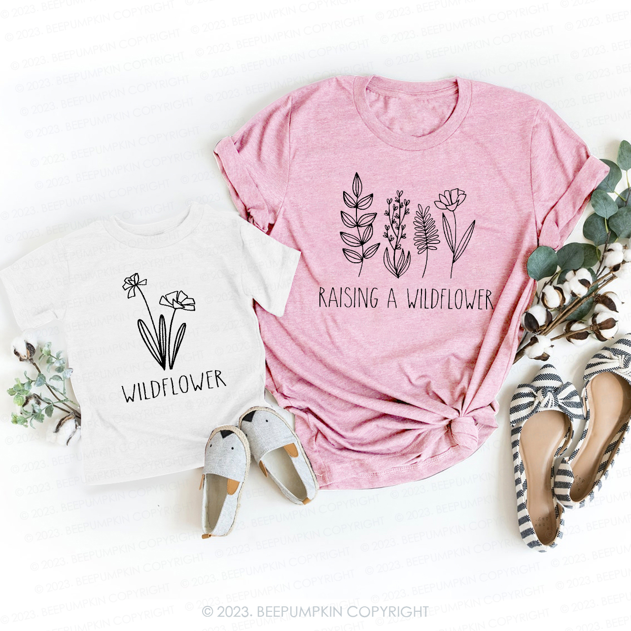 Raising A Wildflower and Wildflower Mama Mini Matching T-Shirt