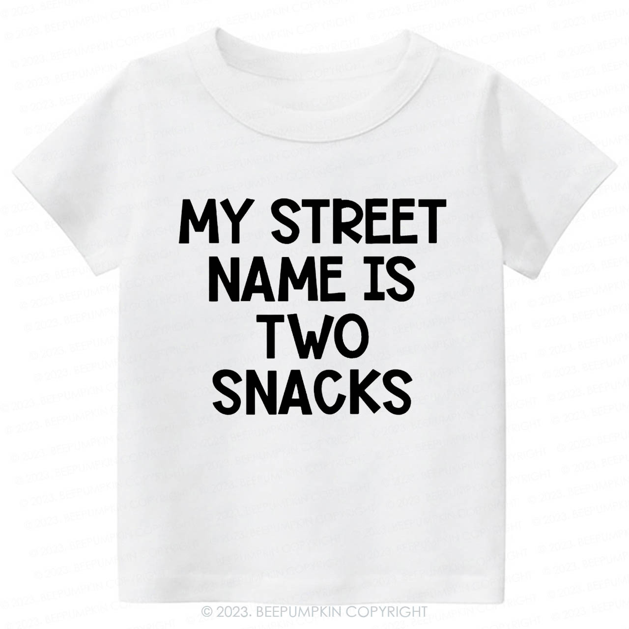 My Street Name Is Two Snacks Kids Shirt