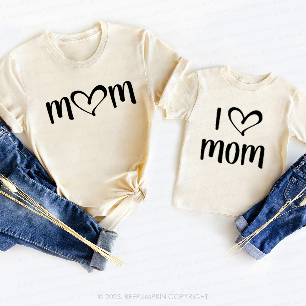 I Love Mom Matching T-Shirts For Mom&Me