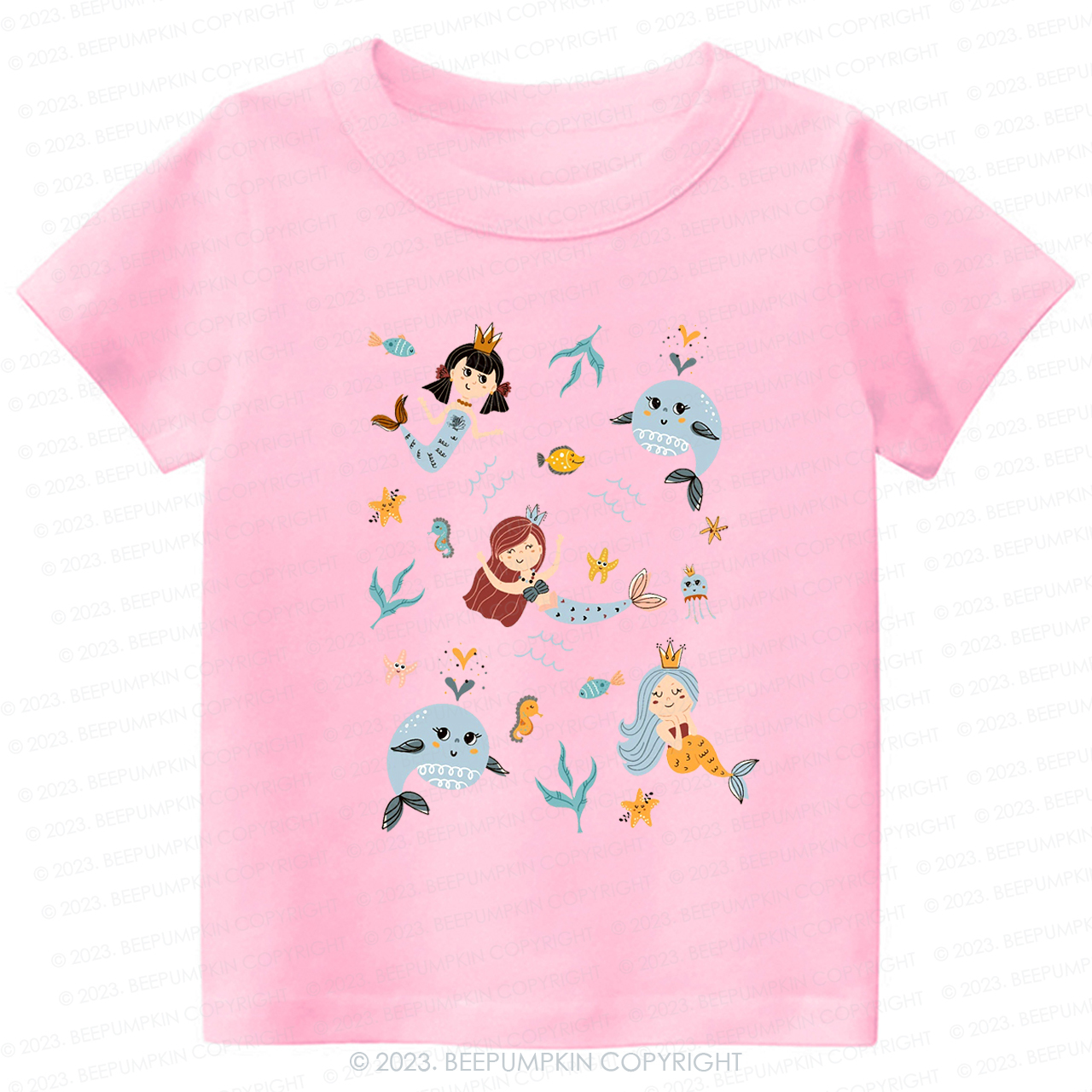 Cute Mermaid Girl Beach Kids Shirt
