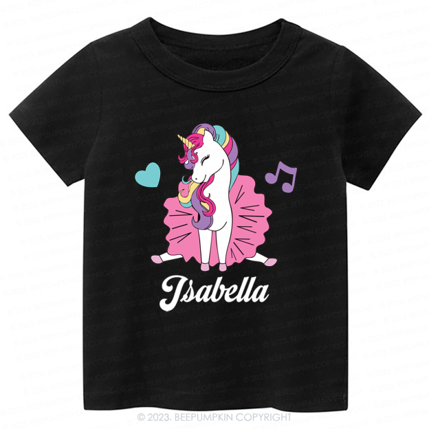 Unicorn Music Custom Name Kids Shirt