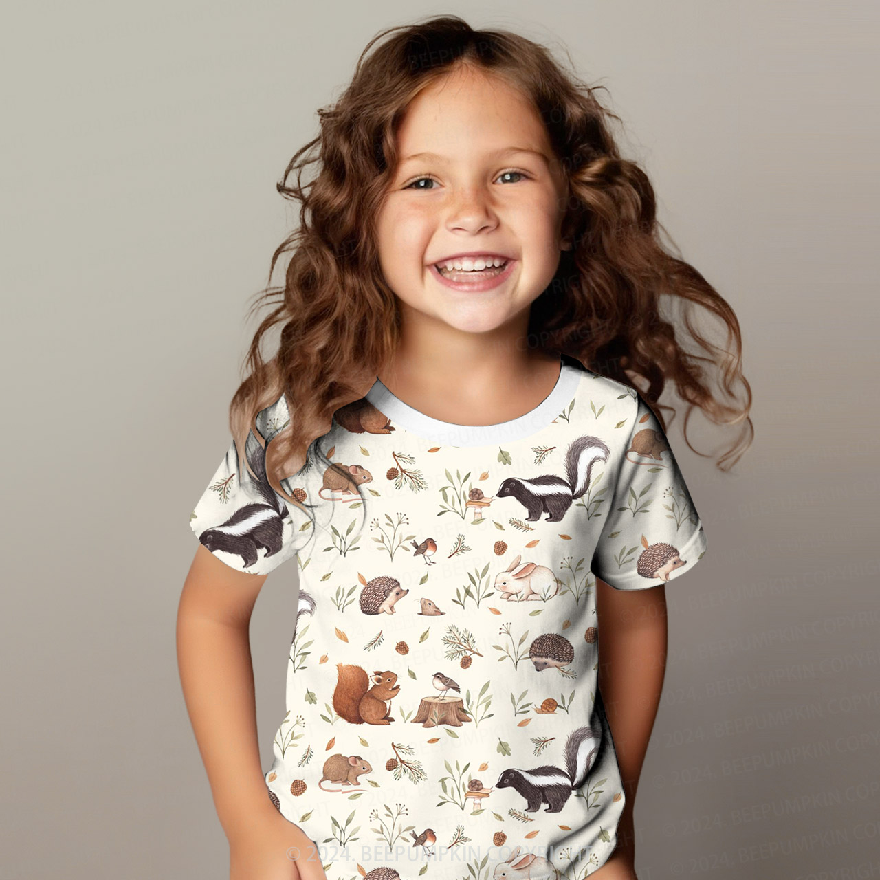 Forest Playful Animals All Over Print Kids Tees