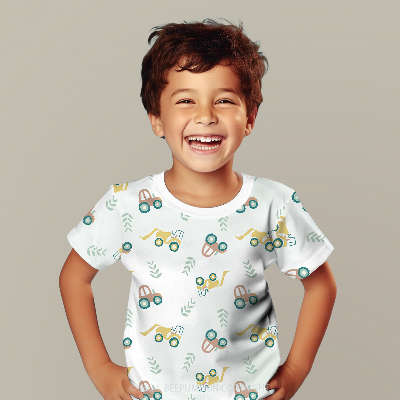 Spring Excavator Car All Over Print Kids Tees 