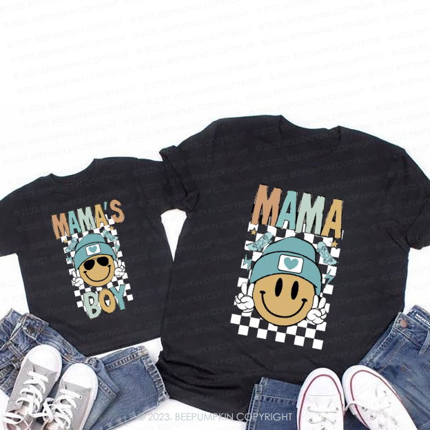 Retro Happy Face Mom And Boy T-Shirts For Mom&Me