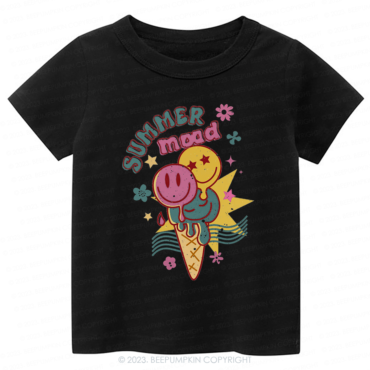  Summer Mood Ice Cream Happy Face Kids Shirt