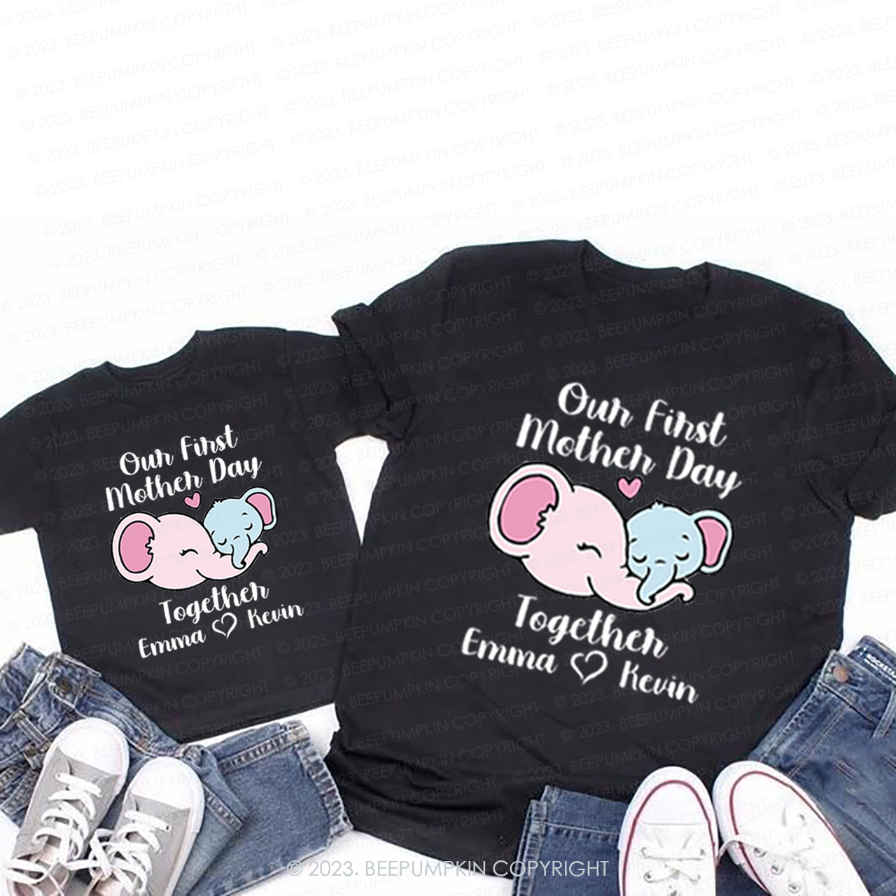 Elephant  Our First Mother's Day T-Shirts For Mom&Me